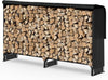 Kaminholzregal Aussen aus Metall mit wasserdichte Abdeckung, 200x116x26 cm, Schwarz - vuunot.com