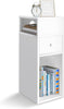Nachttisch Schmal, Beistelltisch mit 2 offenem Fach & 1 Schublade, 25x30x66cm Weiß - vuunot.com