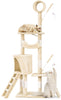 Kratzbaum 155cm, Mehrstöckiger Katzenbaum mit Kratzsäulen Höhle, Beige - vuunot.com