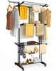 4 Ebenen Wäscheständer Turm mit Rollen 125x62x173 cm Schwarz - vuunot.com