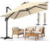 Ampelschirm  300 cm , Sonnenschirmmit Abdeckung, 360° Drehbar & 6 Neigbar, Beige - vuunot.com