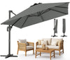 Ampelschirm  300 cm , Sonnenschirmmit Abdeckung, 360° Drehbar & 6 Neigbar, Grau - vuunot.com