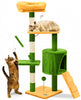 Kratzbaum 112cm, Mehrstöckiger Katzenbaum mit Kratzsäulen Höhle, Grün-orange - vuunot.com