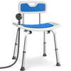 Duschstuhl mit Rückenlehne, ergonomischer Duschhocker für Senioren, höhenverstellbar 70–83cm, Blau - vuunot.com