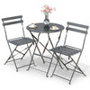 Bistroset 3-teilig, Klappbar Bistrotisch mit 2 Stühlen, Gartenmöbel Set Balkonset Gartengarnitur, Sitzgruppe Metall, Bistro Set Outdoor, Grau - vuunot.com