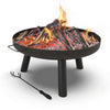 Metall Feuerschale Feuerkorb mit Schürhaken Feuerstelle Ø 60 cm, Schwarz - vuunot.com