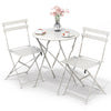 Bistroset 3-teilig, Klappbar Bistrotisch mit 2 Stühlen, Gartenmöbel Set Balkonset Gartengarnitur, Sitzgruppe Metall, Bistro Set Outdoor, Weiß - vuunot.com