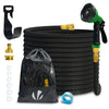 Flexibler Gartenschlauch 15m, Flexibel Wasserschlauch Dehnbarer mit 10 Sprühfunktionen, Messinganschlüssen,Schwarz - vuunot.com
