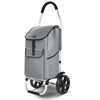 2 Räder Einkaufstrolley Klappbar mit 58L Wasserdichter Tasche, Grau - vuunot.com