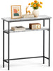 Schmaler Konsolentisch mit 2 Ablagen, Flurtisch aus Metall und MDF, Industrie-design 75×24×75 cm, Weiß - vuunot.com