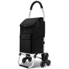 Aluminium Einkaufstrolley Treppensteiger, Trolly Einkaufswagen Klappbar, 6 Räder, Wasserdicht Oxford, 45L, Schwarz - vuunot.com