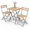 Bistroset 3-teilig, Klappbar Bistrotisch mit 2 Stühlen, Gartenmöbel Set Balkonset Gartengarnitur, Sitzgruppe Metall, Bistro Set Outdoor, Holz - vuunot.com