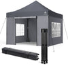 Verstärktes Pavillon 3x3m, Wasserdichter Faltpavillon mit 4 Seitenteilen&Sandsäcke Grau - vuunot.com