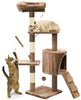 Kratzbaum 112cm, Mehrstöckiger Katzenbaum mit Kratzsäulen Höhle, Braun - vuunot.com