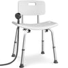 Duschstuhl mit Rückenlehne, ergonomischer Duschhocker für Senioren, höhenverstellbar 70–83cm, Weiß - vuunot.com