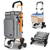 Aluminium Einkaufstrolley Treppensteiger, Trolly Einkaufswagen Klappbar mit Haken 6 Räder, Grau - vuunot.com