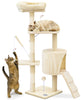 Kratzbaum 112cm, Mehrstöckiger Katzenbaum mit Kratzsäulen Höhle, Beige - vuunot.com