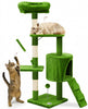 Kratzbaum 112cm, Mehrstöckiger Katzenbaum mit Kratzsäulen Höhle, Grün - vuunot.com