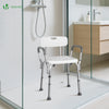 Duschstuhl mit Rückenlehne & Armlehnen, ergonomischer Duschhocker für Senioren, höhenverstellbar 71–83.5cm,Weiß - vuunot.com