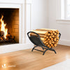 Metall Kaminholzregal, X-förmiges Brennholzregal mit stabilem Sockel und Griff 40,5 x 32 x 33 cm, Schwarz - vuunot.com