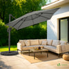 Ampelschirm  300 cm , Sonnenschirmmit Abdeckung, 360° Drehbar & 6 Neigbar, Grau - vuunot.com