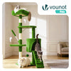 Kratzbaum 112cm, Mehrstöckiger Katzenbaum mit Kratzsäulen Höhle, Grün - vuunot.com