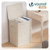 Wäschekorb 2 Fächer 150L, Wäschesammler mit Deckel Beige - vuunot.com