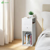 Nachttisch Schmal, Beistelltisch mit 2 offenem Fach & 1 Schublade, 25x30x66cm Weiß - vuunot.com