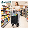 Aluminium Einkaufstrolley Treppensteiger, Trolly Einkaufswagen Klappbar, 6 Räder, Wasserdicht Oxford, 45L, Schwarz - vuunot.com