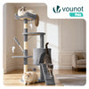 Kratzbaum 112cm, Mehrstöckiger Katzenbaum mit Kratzsäulen Höhle, Grau - vuunot.com