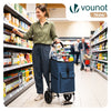 2 Räder Einkaufstrolley Klappbar mit 58L Wasserdichter Tasche, Marineblau - vuunot.com