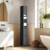 Badezimmerschrank Hoch mit 2 Türen und 1 Schublade, Badschrank Schmal, Badezimmer Hochschrank, 20x20x180cm, Schwarz - vuunot.com