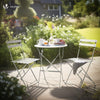 Bistroset 3-teilig, Klappbar Bistrotisch mit 2 Stühlen, Gartenmöbel Set Balkonset Gartengarnitur, Sitzgruppe Metall, Bistro Set Outdoor, Weiß - vuunot.com