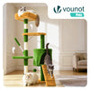 Kratzbaum 112cm, Mehrstöckiger Katzenbaum mit Kratzsäulen Höhle, Grün-orange - vuunot.com