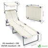 2er Set Sonnenliege Klappbar, Gartenliege Strandliege mit Sonnenschutz und Verstellbarer Rückenlehne, Beige - vuunot.com