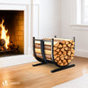 Metall Kaminholzregal, U-förmiges Brennholzregal mit stabiler Basis und Sicherheitsgurt 41 x 37 x 39.5 cm, Schwarz - vuunot.com