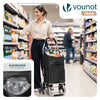 Aluminium Einkaufstrolley Treppensteiger, Trolly Einkaufswagen Klappbar mit Haken 6 Räder, Schwarz - vuunot.com