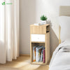 Nachttisch Schmal  2er Set, Beistelltisch mit 2 offenem Fach & 1 Schublade, 25x30x66cm Natur - vuunot.com