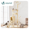 Kratzbaum 155cm, Mehrstöckiger Katzenbaum mit Kratzsäulen Höhle, Beige - vuunot.com