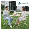 Metall Bistroset 3-teilig, klappbarer Bistrotisch mit 2 Stühlen, Creme - vuunot.com