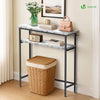 Schmaler Konsolentisch mit 2 Ablagen, Flurtisch aus Metall und MDF, Industrie-design 75×24×75 cm, Weiß - vuunot.com