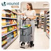 Aluminium Einkaufstrolley Treppensteiger, Trolly Einkaufswagen Klappbar, 6 Räder, Wasserdicht Oxford, 45L, Grau - vuunot.com