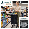 Aluminium Einkaufstrolley Treppensteiger, Trolly Einkaufswagen Klappbar, mit 6 Räder und Kühlfach, Wasserdicht, 50L, Schwarz - vuunot.com