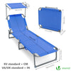 2er Set Sonnenliege Klappbar, Gartenliege Strandliege mit Sonnenschutz und Verstellbarer Rückenlehne, Blau - vuunot.com