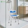 Duschstuhl mit Rückenlehne, ergonomischer Duschhocker für Senioren, höhenverstellbar 70–83cm, Blau - vuunot.com
