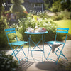 Bistroset 3-teilig, Klappbar Bistrotisch mit 2 Stühlen, Gartenmöbel Set Balkonset Gartengarnitur, Sitzgruppe Metall, Bistro Set Outdoor, Blau - vuunot.com