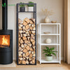 Verstellbare Kaminholzregal 45 x 32 x 170 cm, 3 Größen Einstellbar, mit integrierter Ablage ,Schwarz - vuunot.com
