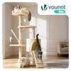 Kratzbaum 112cm, Mehrstöckiger Katzenbaum mit Kratzsäulen Höhle, Beige - vuunot.com