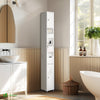 Badezimmerschrank Hoch mit 2 Türen und 1 Schublade, Badschrank Schmal, Badezimmer Hochschrank, 20x20x180cm, Weiss - vuunot.com