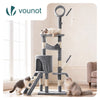 Kratzbaum 155cm, Mehrstöckiger Katzenbaum mit Kratzsäulen Höhle, Grau - vuunot.com